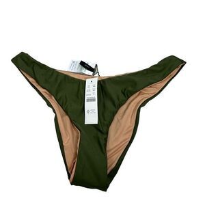 J. Crew Bikini Bottom Women Sz Small Curved High Waist Cheeky Military Green NWT